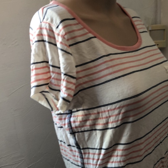 Pink Rose Striped T Shirt Knit Top S/S - Picture 4 of 6